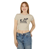 Laden Sie das Bild in den Galerie-Viewer, Women&#39;s Baby Tee - Good Living Surf &amp; Palmen Design